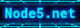Cyan cyber grid on top and bottom disappearing into the black horizon featuring cyan text in the center which reads: node5.net